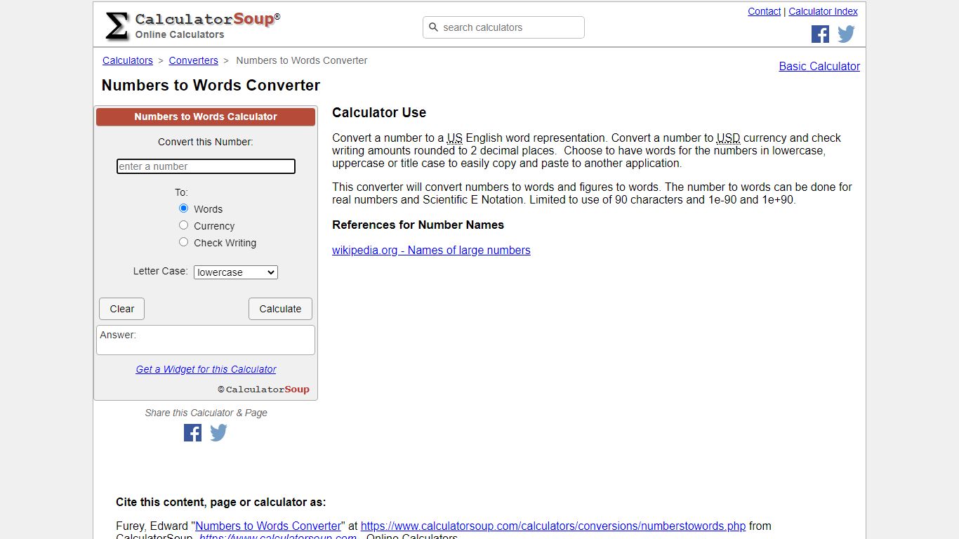 Numbers to Words Converter - CalculatorSoup